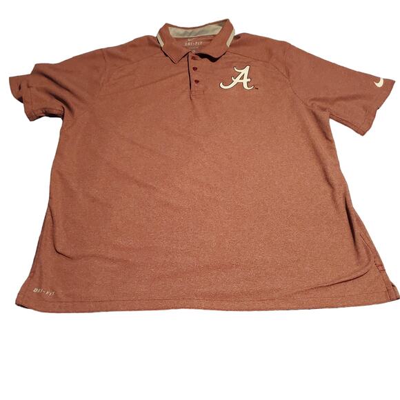 Alabama Crimson Tide Polo Shirt Mens XL Red Nike Dri Fit Performance Stretch - Picture 1 of 8